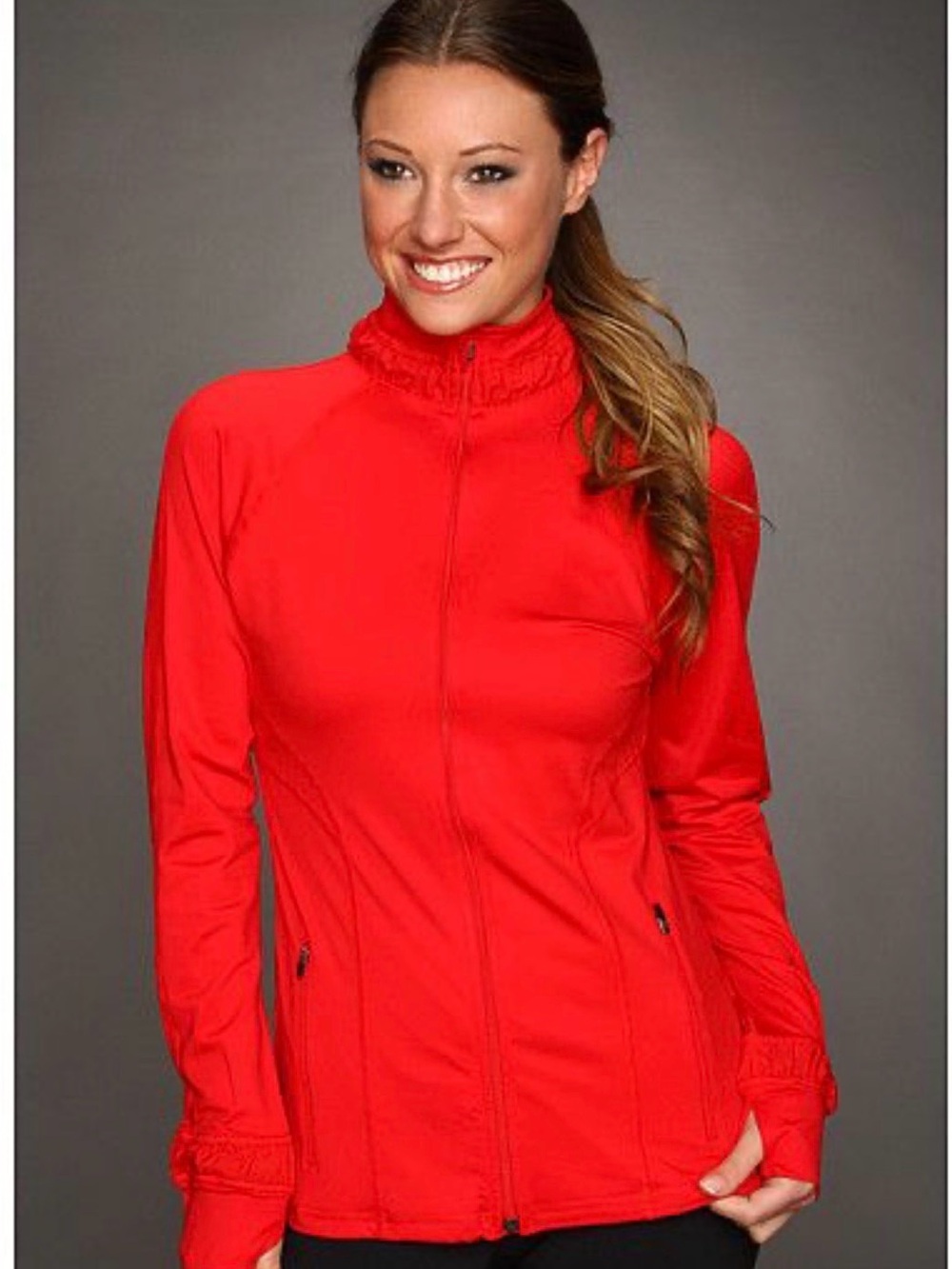 SPANX Red Full-Zip Utility Jacket